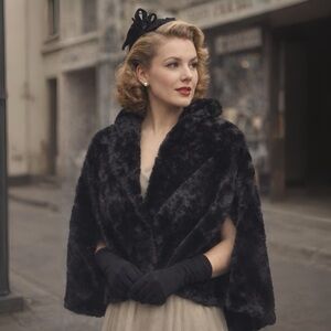 Vintage Elegant Genuine Fur Cape/Shawl